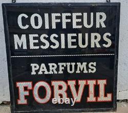 Forvil Coiffeur Messieurs Parfum Fixé Sous Verre Publicité Enseigne Salon