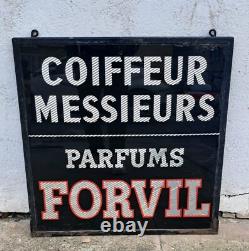 Forvil Coiffeur Messieurs Parfum Fixé Sous Verre Publicité Enseigne Salon