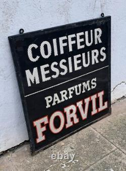 Forvil Coiffeur Messieurs Parfum Fixé Sous Verre Publicité Enseigne Salon