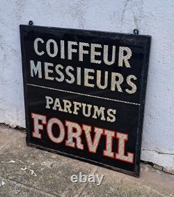 Forvil Coiffeur Messieurs Parfum Fixé Sous Verre Publicité Enseigne Salon