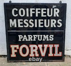 Forvil Coiffeur Messieurs Parfum Fixé Sous Verre Publicité Enseigne Salon