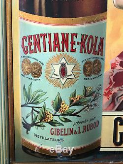 GENTIANE KOLA tôle pas de plaque émaillée vers 1900 Cola