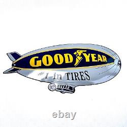 Goodyear Dirigeable Zeppelin Plaque en Email Émaille Émail Signer 62 X 27 CM