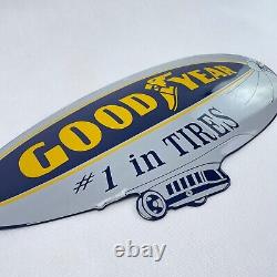 Goodyear Dirigeable Zeppelin Plaque en Email Émaille Émail Signer 62 X 27 CM
