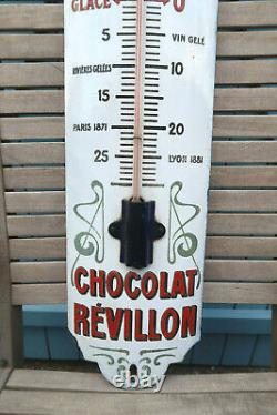 Grand Thermometre Emaillerie Lyonnaise Chocolat Revillon 94 Cm Superbe Etat