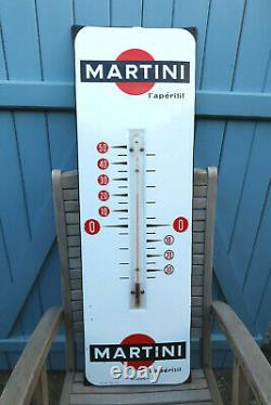 Grand Thermometre Martini L' Apéritif Plaque Emaillée 97 Cm Superbe Etat 1963
