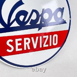 Grand Vespa Servizio Plaque en Email Ø 30 CM Émail Signer