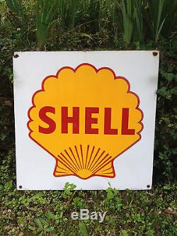 Grande PLAQUE EMAILLEE SHELL 77 x 77 cm ART FRANCE Luynes 5.53
