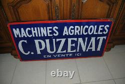 Grande Plaque Emaillee Machines Agricole C. Puzenat 97 CM X 49 CM Eas