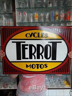 Grande Plaque émaillée TERROT cycles motos 68cm 48cm