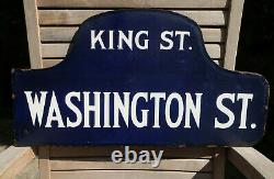 Grande plaque de rue Ville de New York 55X30cm emaillée Washington St 1920