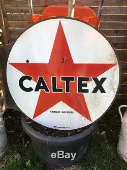 Grande plaque emaillee CALTEX double face 70cm de Diamètre