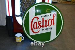 Grande plaque émaillée CASTROL ronde 50 cm