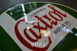 Grande plaque émaillée CASTROL ronde 50 cm