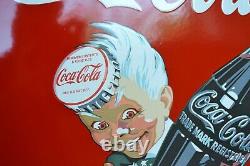 Grande plaque émaillée Coca-cola enamel sign emaischild 50 cm