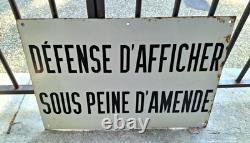 Grande plaque émaillée D'utilité Défense D'afficher 60x40cm