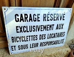 Grande plaque émaillée D'utilité bombée Garage Bicyclettes 50x35cm