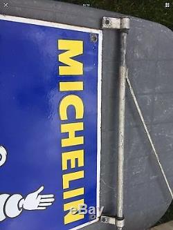 Grande plaque emaillee MICHELIN 80cm Par 65cm Double Face Et Avec Potence
