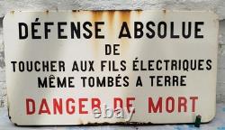 Grande plaque émaillée SNCF défense absolue Danger de mort 95 x 50 cm