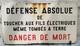 Grande plaque &eacute;maill&eacute;e SNCF d&eacute;fense absolue Danger de mort 95 x 50 cm