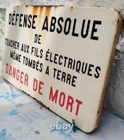 Grande plaque émaillée SNCF défense absolue Danger de mort 95 x 50 cm