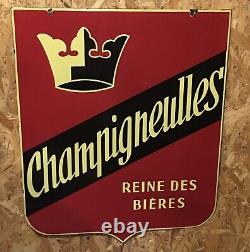 Grande plaque émaillée ancienne bière Champigneulles Super État E. A. S Déco Bar