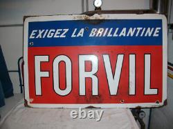Grande plaque émaillée ancienne brillantine FORVILLE 99x84 cm