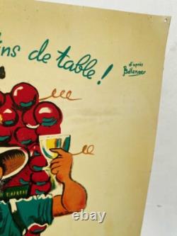 Grande tôle pub ancienne Les Vins Margnat, signée Bellenger, Imp. Sirven