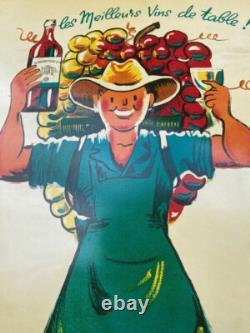 Grande tôle pub ancienne Les Vins Margnat, signée Bellenger, Imp. Sirven
