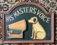 HIS MASTER VOICE plaque bois publicitaire épaisseur 2 cm état superbe