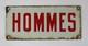 HOMMES, ancienne plaque &eacute;maill&eacute;e hommes, rare en rouge, homme, hommes