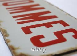 HOMMES, ancienne plaque émaillée hommes, rare en rouge, homme, hommes