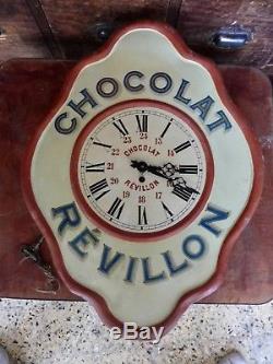 Horloge Chocolat Revillon En Tôle État Exceptionnel! Années 30
