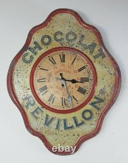 Horloge ancienne publicitaire Chocolat Revillon en tôle