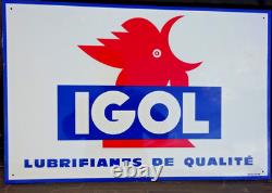Huile IGOL Coq Automobile Garage Tôle ancienne état top