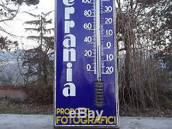 Insegna Targa Tabella Termometro Smaltato Bombato Ferra Grande. 98 X 3 CM Circa