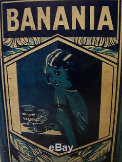 Incroyable! Boîte BANANIA Tchèque 1930s Ad Cocoa Tin Kakao Blechdose