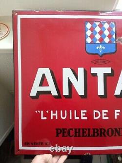 Introuvable ANTAR / PECHELBRONN. Une plaque émaillée de 1930' 55 x 45