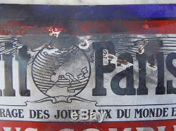 Journal Le Petit Parisien plaque émaillée gravure Paris émail Alsacienne 1920