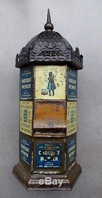 Kiosque distributeur tablettes CHOCOLAT MENIER 1893 boite no plaque émaillée