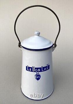LE BON LAIT / Société Laitière MAGGI Pot à lait émaillé publicitaire / Ca 1930
