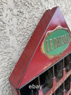 LE PAYSAN, Ancien Présentoir a graines semences en tôle SERIGRAPHIE