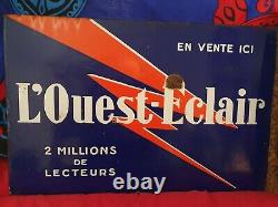 L'OUEST-ECLAIR, 2 Millions de lecteurs, Plaque publicitaire en tôle émaillée