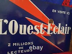 L'OUEST-ECLAIR, 2 Millions de lecteurs, Plaque publicitaire en tôle émaillée