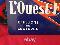 L'OUEST-ECLAIR, 2 Millions de lecteurs, Plaque publicitaire en tôle émaillée