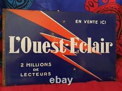 L'OUEST-ECLAIR, 2 Millions de lecteurs, Plaque publicitaire en tôle émaillée