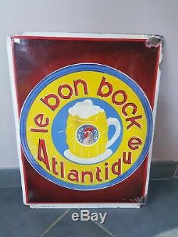 Le Bon Bock Atlantique Bière du Coq, plaque émaillée Ent Agen 25.3.36 n°663
