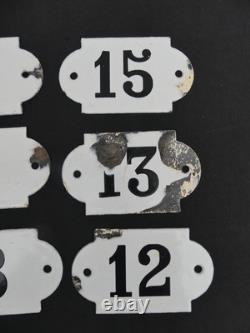 Lot 10 Anciennes Plaques Émaillées Numéro Chiffre Mercerie Meuble Métier