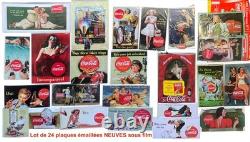 Lot 24 x plaques émaillées Coca-Cola NEUVES reproduction 2006 éditions Atlas