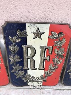 Lot Ancienne Enseigne plaque tôle RF République Française mairie Porte Drapeau